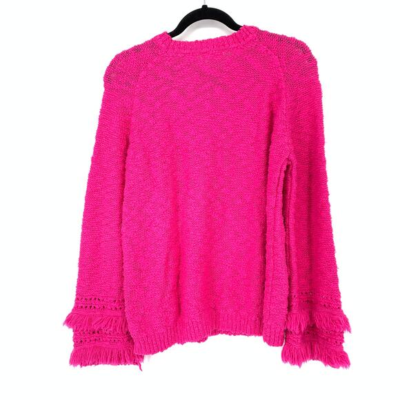 Lovers + Friends Sweater Women's XS Pink Frill Sleeve Crewneck Drop Shoulder - Picture 2 of 7